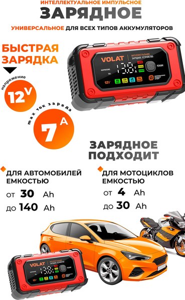Изображение товара Зарядное устройство для аккумулятора VOLAT VT-BC1207E