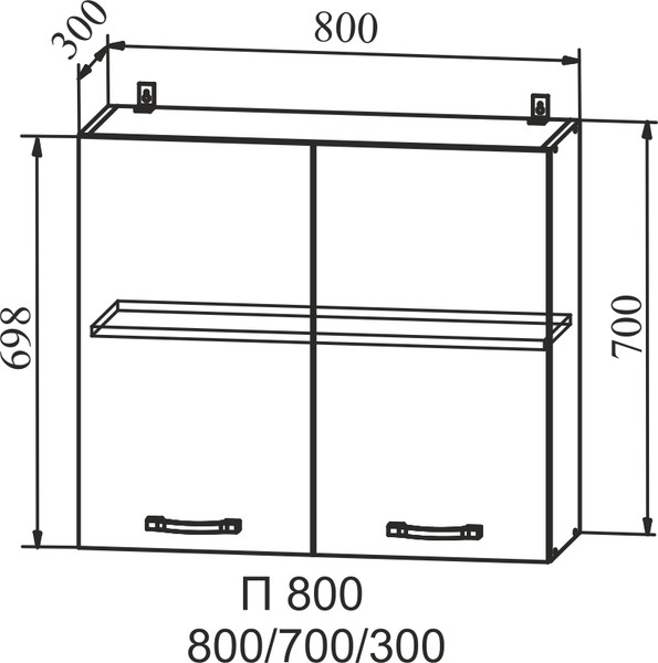 Изображение товара Шкаф навесной для кухни ДСВ П 800 Ройс (графит софт)