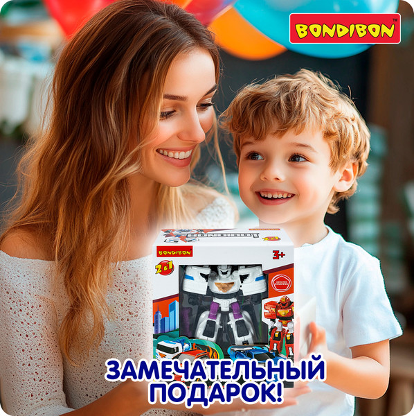 Изображение товара Робот-трансформер Bondibon Машина 2в1 / ВВ6545 (белый/синий)