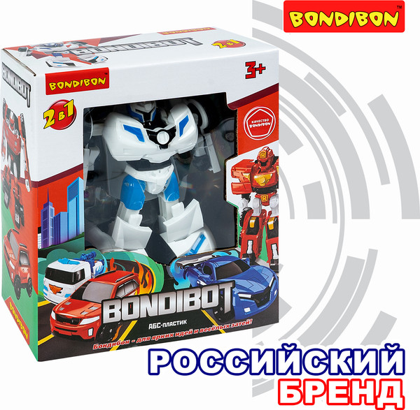 Изображение товара Робот-трансформер Bondibon Полицейская машина 2в1 / ВВ6547 (белый/синий)
