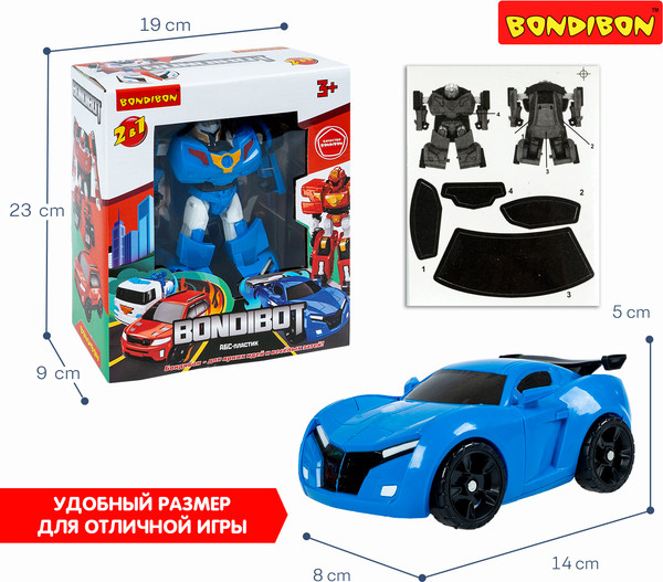 Изображение товара Робот-трансформер Bondibon Спортивная машина 2в1 / ВВ6546 (синий)
