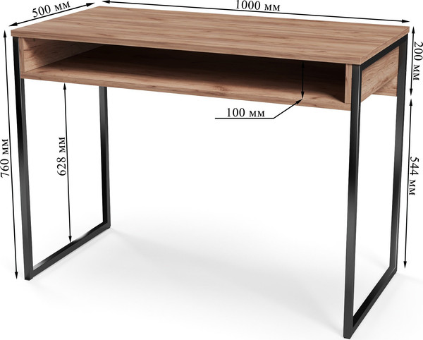 Изображение товара Письменный стол Soma СПМ-4 Metal 100x50 (дуб золотой крафт/черный)