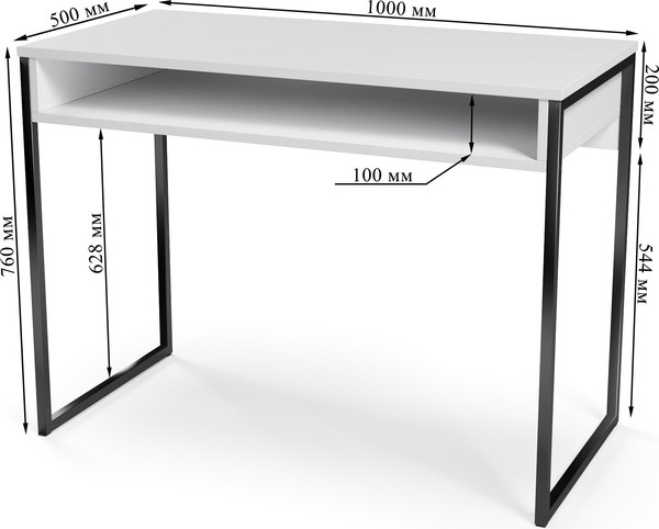 Изображение товара Письменный стол Soma СПМ-4 Metal 100x50 (белый/черный)