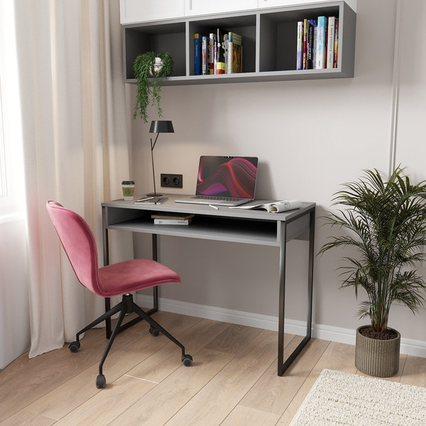 Изображение товара Письменный стол Soma СПМ-4 Metal 100x50 (серый/черный)