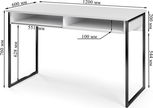 Изображение товара Письменный стол Soma СПМ-4 Metal 120x60 (белый/черный)