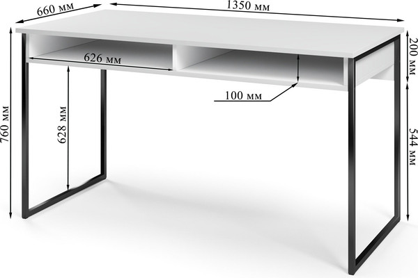 Изображение товара Письменный стол Soma СПМ-4 Metal 135x66 (белый/черный)
