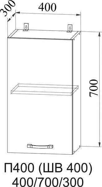 Изображение товара Шкаф навесной для кухни ДСВ Ройс П 400 (графит скин)