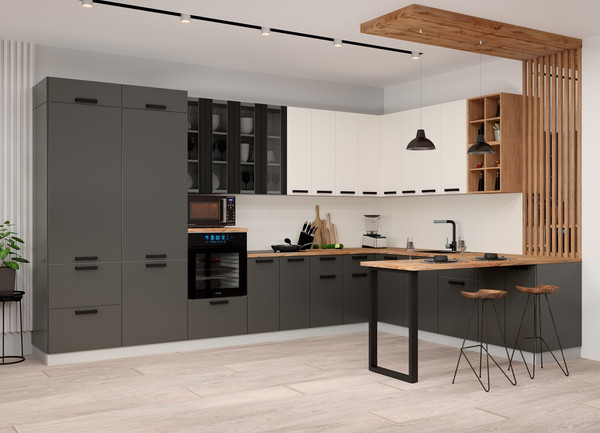 Изображение товара Шкаф навесной для кухни ДСВ П 500 Ройс (графит софт)