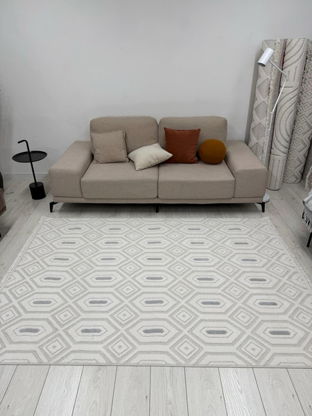 Изображение товара Ковер Radjab Carpet Поло Прямоугольник EN 262 / 12496RK (1.6x2.3, Cream L.Grey)