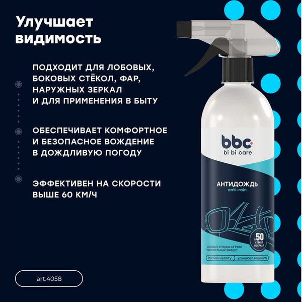 Изображение товара Покрытие для стекла BiBiCare Антидождь 4058 (500мл)