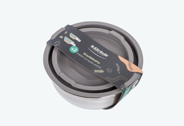 Изображение товара Набор мисок Attribute Scandinavia ASK048 (2шт, с крышками)