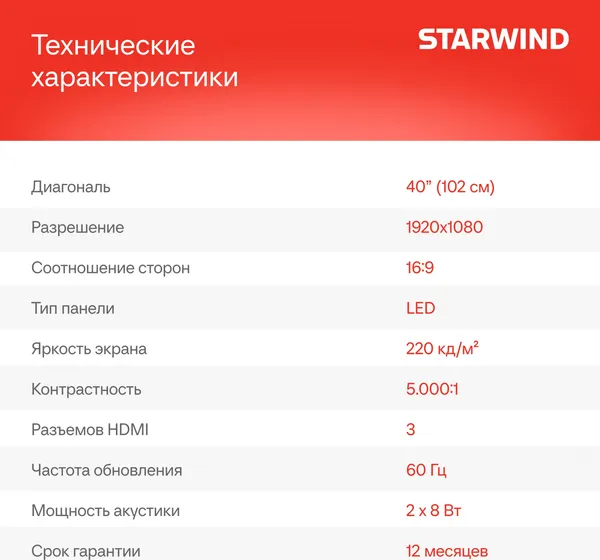 Изображение товара Телевизор StarWind SW-LED40SG300