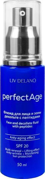 Изображение товара Средство для шеи и зоны декольте Liv Delano Флюид для лица и зоны декольте с пептидами (50мл)