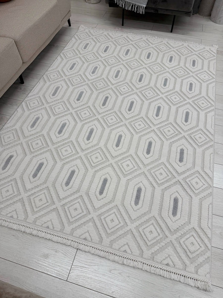 Изображение товара Ковер Radjab Carpet Поло Прямоугольник EN 262 / 12560RK (2.4x3.4, Cream/L.Grey)