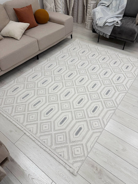 Изображение товара Ковер Radjab Carpet Поло Прямоугольник EN 262 / 12560RK (2.4x3.4, Cream/L.Grey)