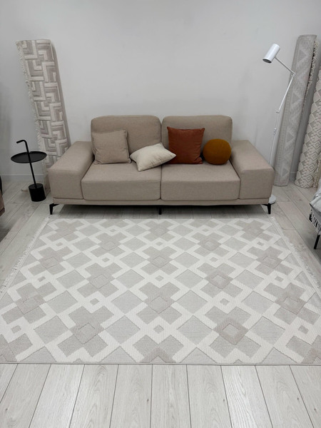 Изображение товара Коврик Radjab Carpet Поло Прямоугольник EN 261 / 12473RK (1.2x1.8, Cream/Beige)