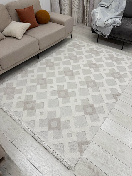 Изображение товара Коврик Radjab Carpet Поло Прямоугольник EN 261 / 12473RK (1.2x1.8, Cream/Beige)