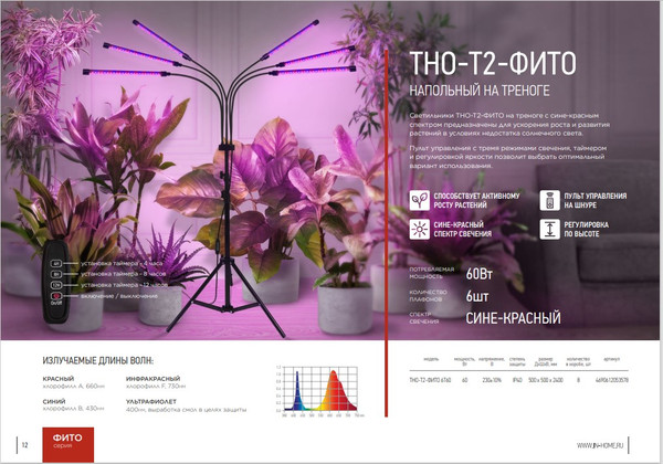 Изображение товара Светильник для растений INhome ТНО-Т2-Фито / 4690612053578
