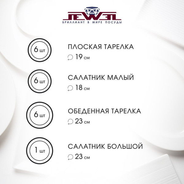 Изображение товара Набор тарелок JEWEL Розали ПС0029-03 (19шт)
