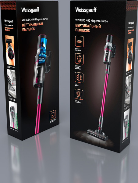 Изображение товара Вертикальный пылесос Weissgauff V12 BLDC 400 Magenta Turbo