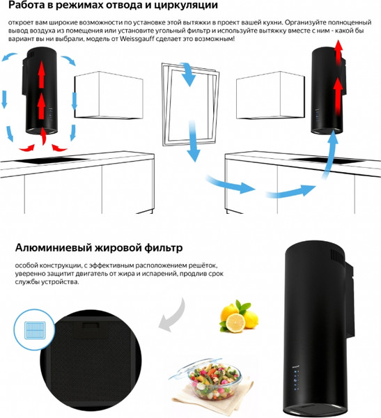 Изображение товара Вытяжка коробчатая Weissgauff Gracia BL