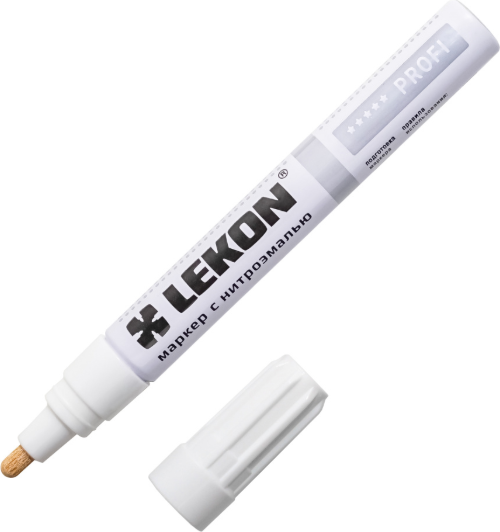 Изображение товара Маркер перманентный LEKON Profi с нитроэмалью 4мм / 018904 (белый)
