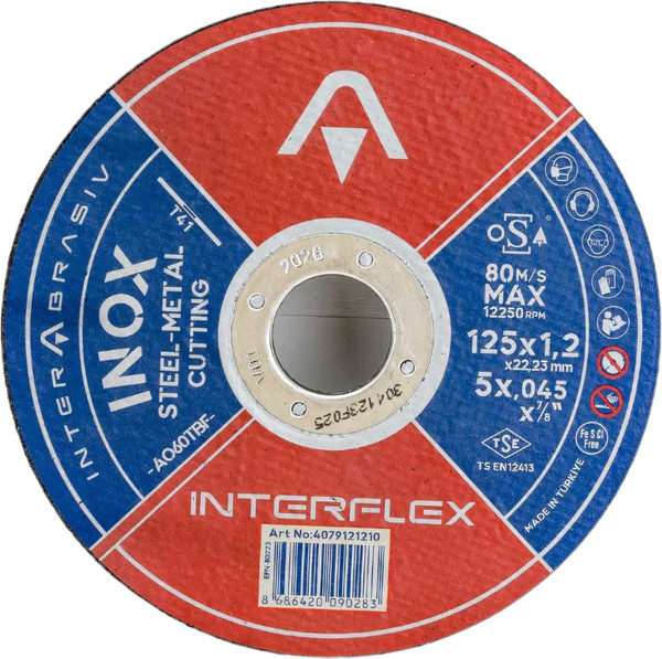 Изображение товара Отрезной диск Interflex AO60TBF INOX 125x1.2x22.23мм Т41 / 4079121210