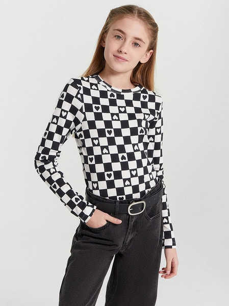 Изображение товара Лонгслив детский Mark Formelle 127917/1 (р.140-68, черно-белая клетка)