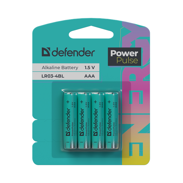 Изображение товара Комплект батареек Defender PowerPulse LR03-4BL ААА / 56023 (4шт)