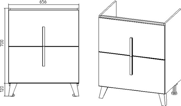 Изображение товара Тумба под умывальник Viant Мюнхен Como 70 / VMUN70COBEL-T2Y (белый)