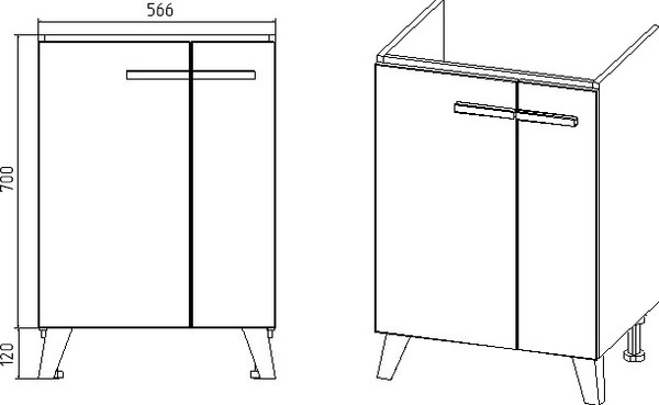 Изображение товара Тумба под умывальник Viant Мюнхен Como 60 / VMUN60COBEL-T2ST (белый)