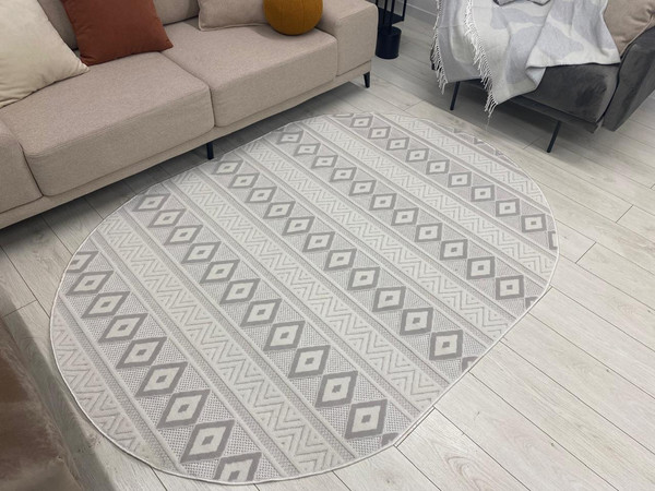 Изображение товара Ковер Radjab Carpet Сканди Сизаль Овал 10926C / 12259RK (1.6x3, Grii/Krem)