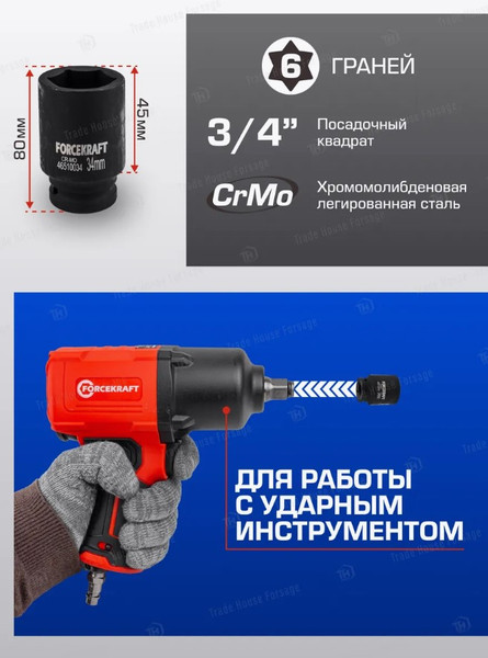 Изображение товара Головка слесарная ForceKraft FK-46510034 (19638)