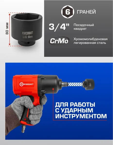 Изображение товара Головка слесарная ForceKraft FK-46510065 (19652)