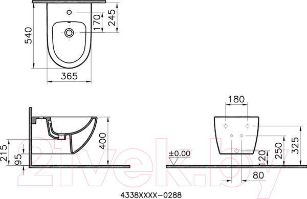 Изображение товара Биде подвесное VitrA Sento / 4338B003-1046