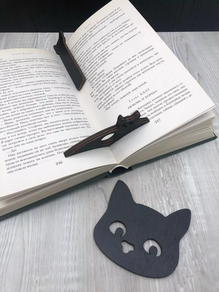 Изображение товара Держатель для страниц ОМурМебель Литературный комфорт Котик (черный)