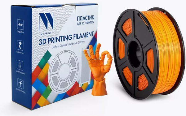 Изображение товара Пластик для 3D-печати NV Print NV-3D-ABS-ORANGE (1.75мм, 1кг, оранжевый)
