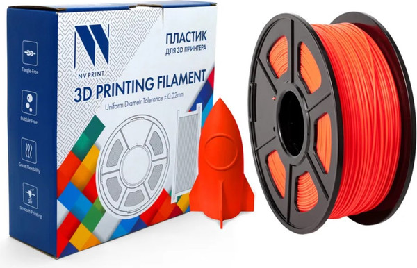 Изображение товара Пластик для 3D-печати NV Print NV-3D-PLA-NOCT-RED (1.75мм, 1кг, красный)