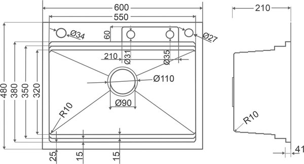 Изображение товара Мойка кухонная со смесителем Roxen Stage Plus 560250-60-S