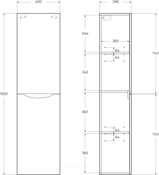 Изображение товара Шкаф для ванной BelBagno Подвесной Fly-Marino-1500-2A-SC-RR-P-L