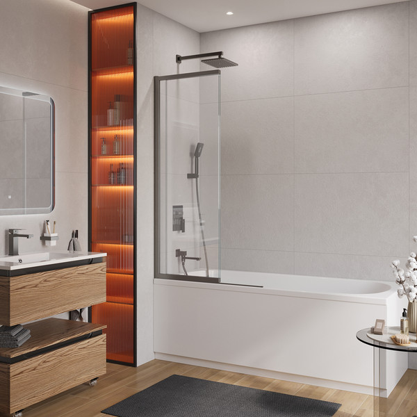 Изображение товара Стеклянная шторка для ванны Cezares SLIDER-FIX-VF-11-90/150-C-GM