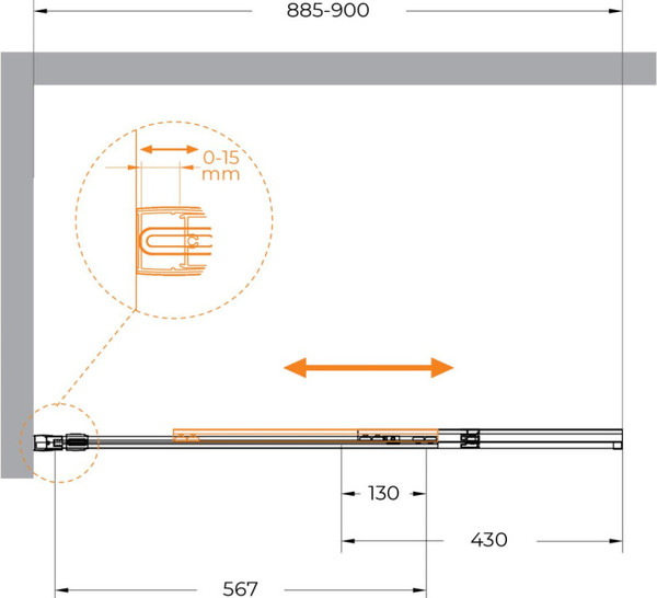 Изображение товара Стеклянная шторка для ванны Cezares SLIDER-FIX-VF-11-90/150-C-GM