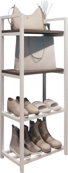 Изображение товара Полка для обуви Allerd 2+2 Rion 25x103 / 1030110700 (белый муар/металл бруклин)