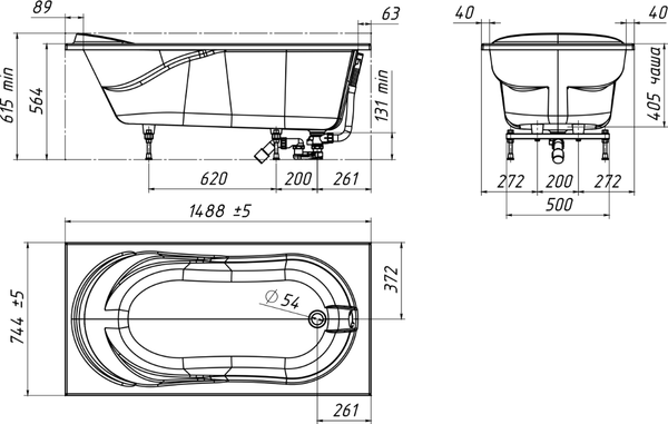 Изображение товара Ванна из искусственного мрамора Belux Элит ВЭ-1500 (18, белый матовый)
