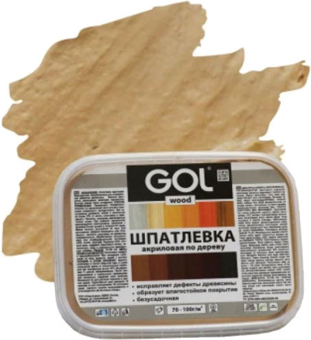 Изображение товара Шпатлевка готовая GOL Wood Мастер по дереву акриловая (150г, темный дуб)
