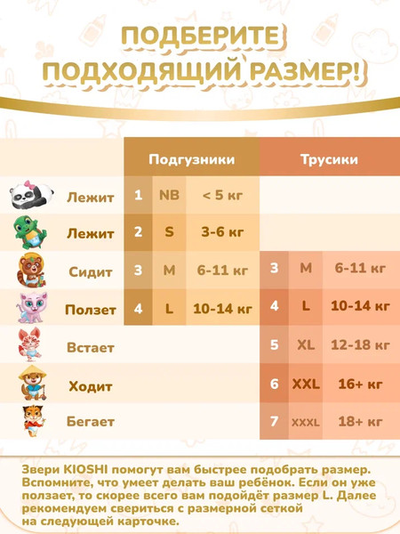 Изображение товара Подгузники-трусики детские KIOSHI Premium Ультратонкие L 10-14кг (68шт)