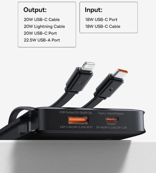 Изображение товара Портативное зарядное устройство Baseus Airpow Lite 10000mAh / P10067501213-00 (белый)