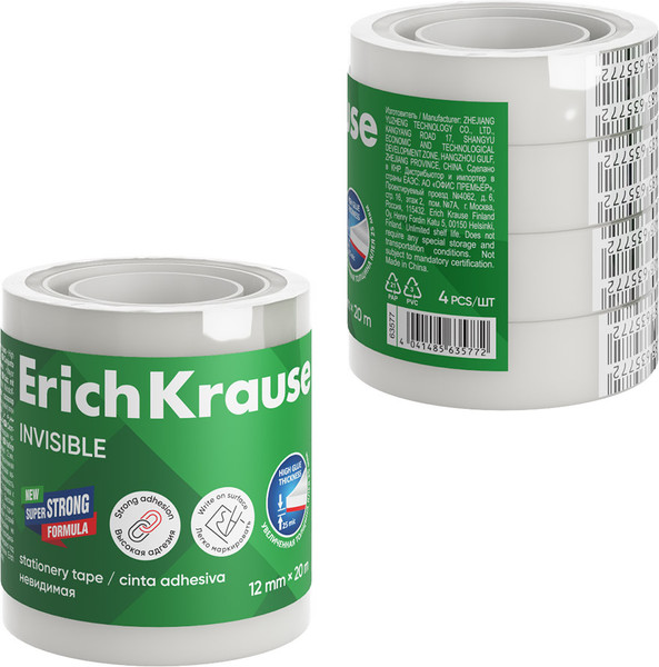 Изображение товара Скотч Erich Krause Invisible / 63577 (4шт)