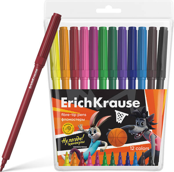 Изображение товара Фломастеры Erich Krause Ну, Погоди! Каникулы / 62573 (12цв)
