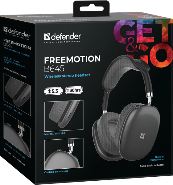 Изображение товара Беспроводные наушники Defender FreeMotion B645 / 63645 (черный)